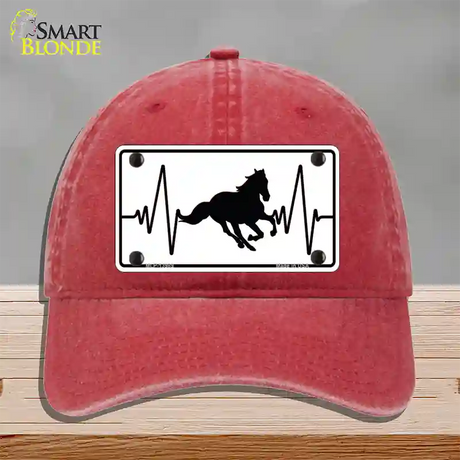 Horse Heart Beat Novelty License Plate Hat Tag Unconstructed Cotton / Red