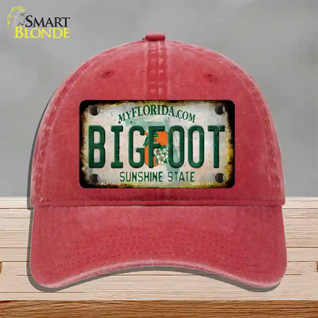 Bigfoot Florida Novelty License Plate Hat Tag Unconstructed Cotton / Red
