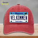 Velkommen Minnesota Novelty License Plate Hat Unconstructed Cotton / Red