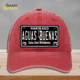 Aguas Buenas Puerto Rico Black Novelty License Plate Hat Unconstructed Cotton / Red