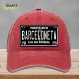 Barceloneta Puerto Rico Black Novelty License Plate Hat Unconstructed Cotton / Red
