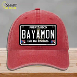 Bayamon Puerto Rico Black Novelty License Plate Hat Unconstructed Cotton / Red