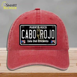 Cabo Rojo Puerto Rico Black Novelty License Plate Hat Unconstructed Cotton / Red