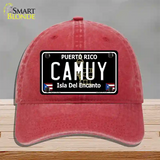 Camuy Puerto Rico Black Novelty License Plate Hat Unconstructed Cotton / Red