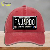 Fajardo Puerto Rico Black Novelty License Plate Hat Unconstructed Cotton / Red