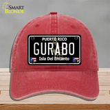 Gurabo Puerto Rico Black Novelty License Plate Hat Unconstructed Cotton / Red