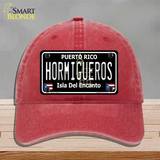 Hormigueros Puerto Rico Black Novelty License Plate Hat Unconstructed Cotton / Red