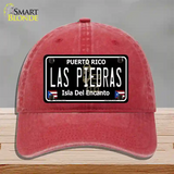 Las Piedras Puerto Rico Black Novelty License Plate Hat Unconstructed Cotton / Red