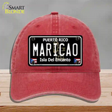 Maricao Puerto Rico Black Novelty License Plate Hat Unconstructed Cotton / Red