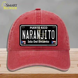 Naranjito Puerto Rico Black Novelty License Plate Hat Unconstructed Cotton / Red