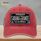 Sabana Grande Puerto Rico Black Novelty License Plate Hat Unconstructed Cotton / Red