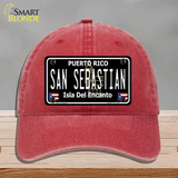 San Sebastian Puerto Rico Black Novelty License Plate Hat Unconstructed Cotton / Red
