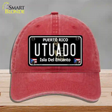 Utuado Puerto Rico Black Novelty License Plate Hat Unconstructed Cotton / Red