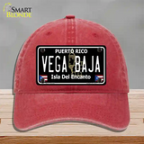 Vega Baja Puerto Rico Black Novelty License Plate Hat Unconstructed Cotton / Red