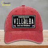 Villalba Puerto Rico Black Novelty License Plate Hat Unconstructed Cotton / Red