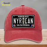 Nyrican Puerto Rico Black Novelty License Plate Hat Unconstructed Cotton / Red