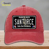 Santurce Puerto Rico Black Novelty License Plate Hat Unconstructed Cotton / Red