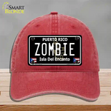 Zombie Puerto Rico Black Novelty License Plate Hat Unconstructed Cotton / Red