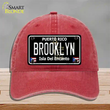 Brooklyn Puerto Rico Black Novelty License Plate Hat Unconstructed Cotton / Red