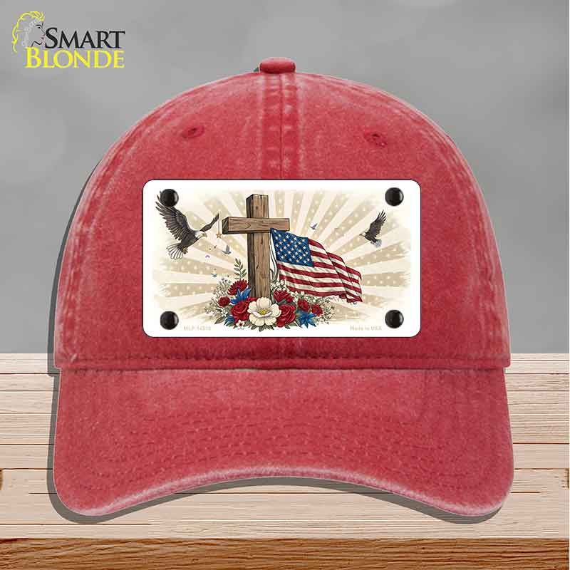 Eagle Flag and Cross Novelty License Plate Hat HAT-MLP-14510