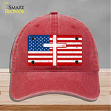 American Flag with Cross Novelty License Plate Hat HAT-MLP-14518