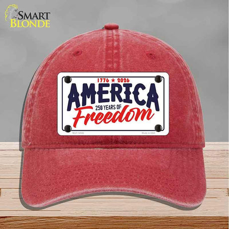 America 250 Years Novelty License Plate Hat HAT-MLP-14546 Unconstructed Cotton Red