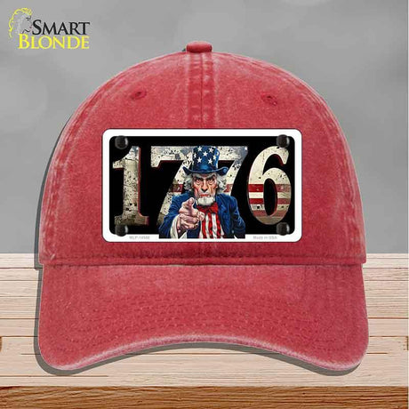 1776 Uncle Sam Novelty License Plate Hat HAT-MLP-14548 Unconstructed Cotton Red