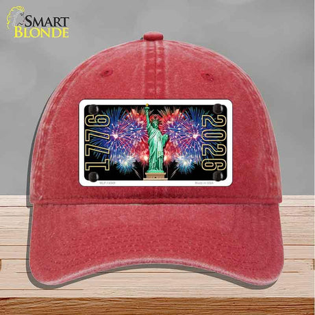 Lady Liberty Fireworks Novelty License Plate Hat HAT-MLP-14549 Unconstructed Cotton Red