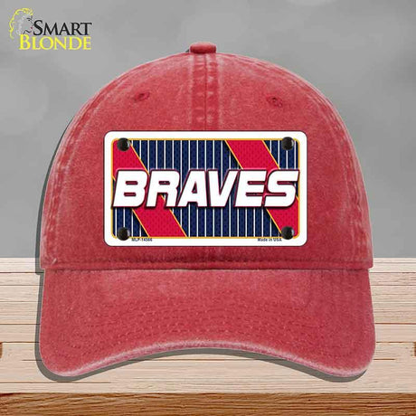 BRAVES Graphic Novelty License Plate Hat HAT-MLP-14566 Unconstructed Cotton Red