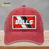 Red cap with 'BULLS' logo on a gray background