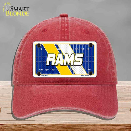 RAMS Graphic Novelty License Plate Hat HAT-MLP-14643 Unconstructed Cotton Red