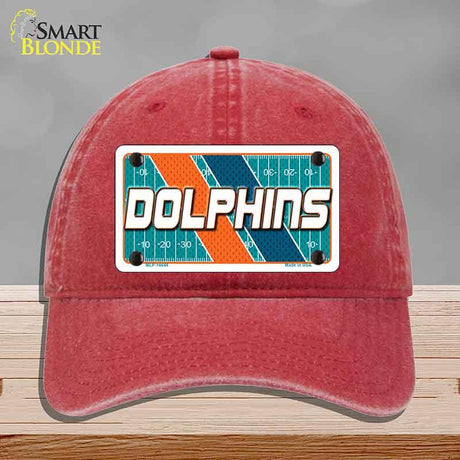 DOLPHINS Graphic Novelty License Plate Hat HAT-MLP-14644 Unconstructed Cotton Red