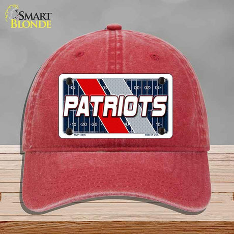 PATRIOTS Graphic Novelty License Plate Hat HAT-MLP-14646 Unconstructed Cotton Red