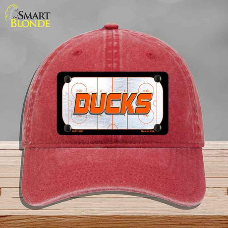 DUCKS Graphic Novelty License Plate Hat HAT-MLP-14657 Unconstructed Cotton Red