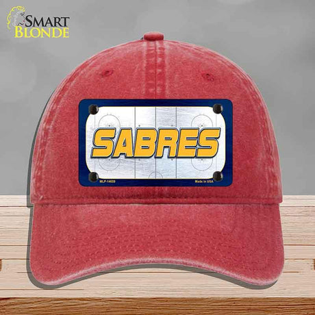 SABRES Graphic Novelty License Plate Hat HAT-MLP-14659 Unconstructed Cotton Red