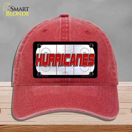 HURRICANES Graphic Novelty License Plate Hat HAT-MLP-14661 Unconstructed Cotton Red