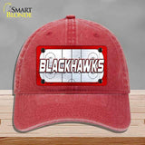 BLACKHAWKS Graphic Novelty License Plate Hat HAT-MLP-14662 Unconstructed Cotton Red