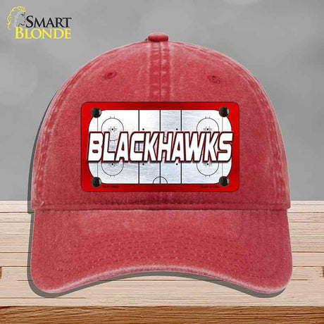 BLACKHAWKS Graphic Novelty License Plate Hat HAT-MLP-14662 Unconstructed Cotton Red