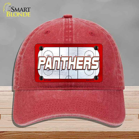 PANTHERS Graphic Novelty License Plate Hat HAT-MLP-14668 Unconstructed Cotton Red