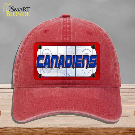 CANADIENS Graphic Novelty License Plate Hat HAT-MLP-14671 Unconstructed Cotton Red