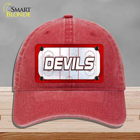 DEVILS Graphic Novelty License Plate Hat HAT-MLP-14673 Unconstructed Cotton Red