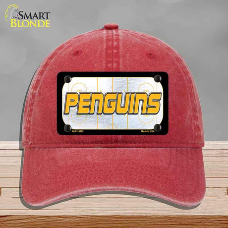 PENGUINS Graphic Novelty License Plate Hat HAT-MLP-14678 Unconstructed Cotton Red