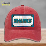SHARKS Graphic Novelty License Plate Hat HAT-MLP-14679 Unconstructed Cotton Red