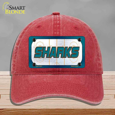 SHARKS Graphic Novelty License Plate Hat HAT-MLP-14679 Unconstructed Cotton Red