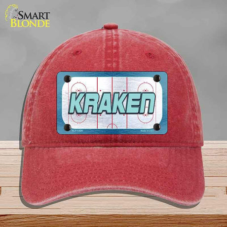 KRAKEN Graphic Novelty License Plate Hat HAT-MLP-14680 Unconstructed Cotton Red