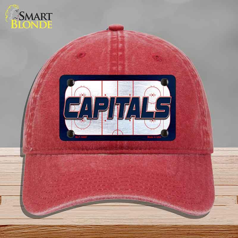 CAPITALS Graphic Novelty License Plate Hat HAT-MLP-14687 Unconstructed Cotton Red