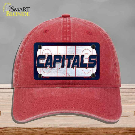 CAPITALS Graphic Novelty License Plate Hat HAT-MLP-14687 Unconstructed Cotton Red