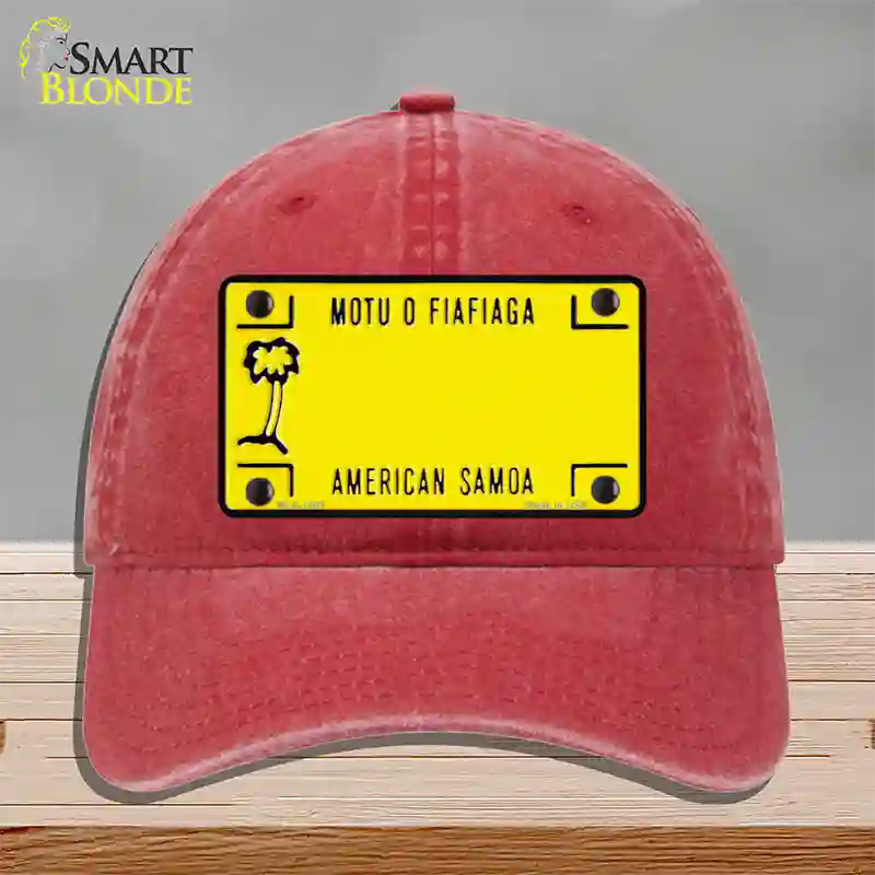 American Samoa Novelty License Plate Hat Unconstructed Cotton / Red