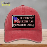 1 800 Leave The USA Novelty License Plate Hat Unconstructed Cotton / Red