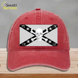 Skull Black & Silver Novelty License Plate Hat Unconstructed Cotton / Red